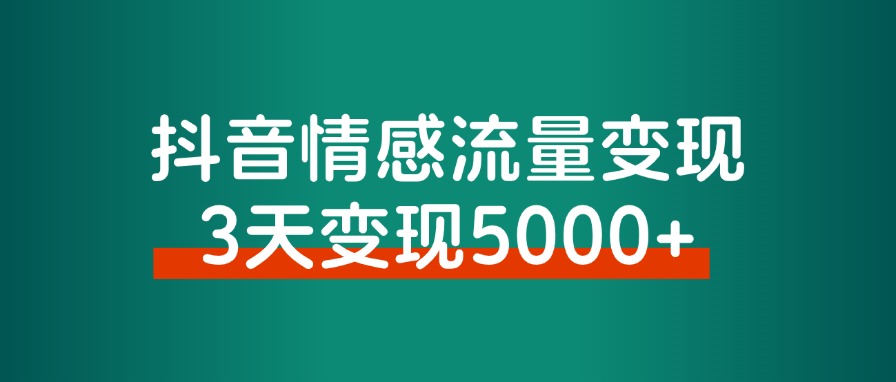 抖音情感流量变现，一个赛道模板3天变现5000+-路子网