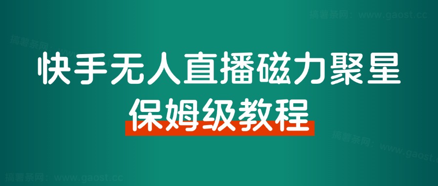 快手无人直播磁力聚星，单日最高收益 8000+，近万字拆解保姆级教程！-路子网