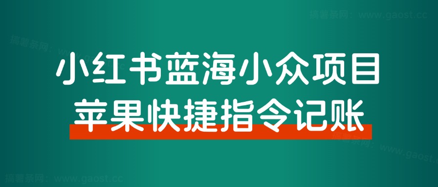 苹果快捷指令记账，也能玩出新花样，小红书蓝海小众项目拆解！-路子网
