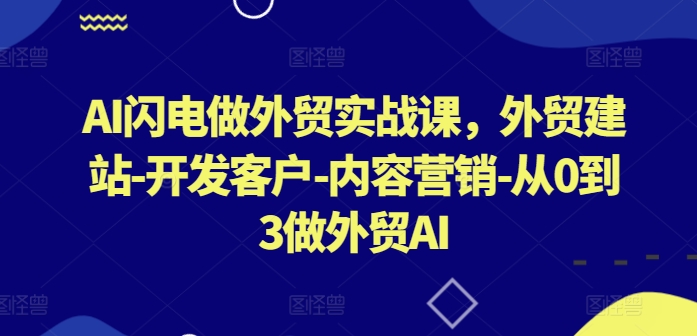 AI闪电做外贸实战课，​外贸建站-开发客户-内容营销-从0到3做外贸AI(更新)-路子网