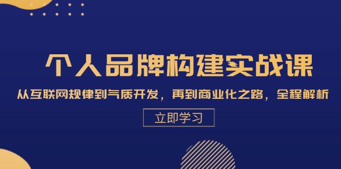 个人品牌构建实战课：从互联网规律到气质开发，再到商业化之路，全程解析-路子网