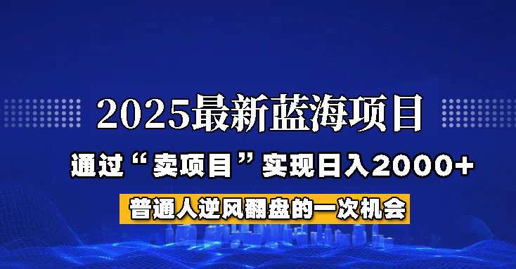 2025年蓝海项目，如何通过“网创项目”日入2000+-路子网
