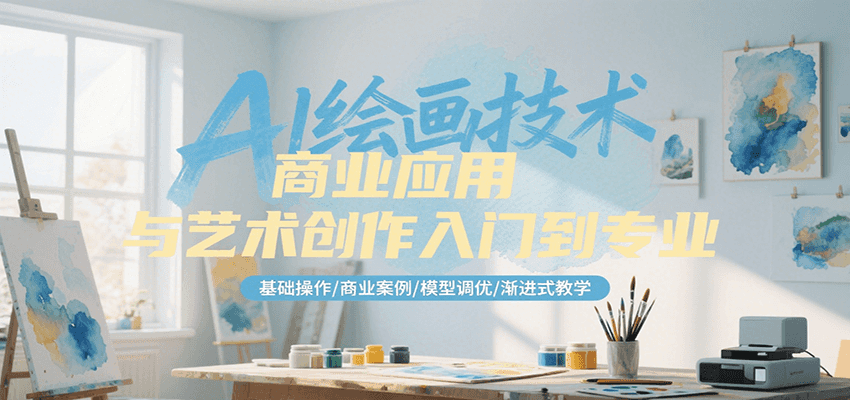 AI绘画技术商业应用与艺术创作入门到专业，基础操作/商业案例/模型调优/渐进式教学-路子网
