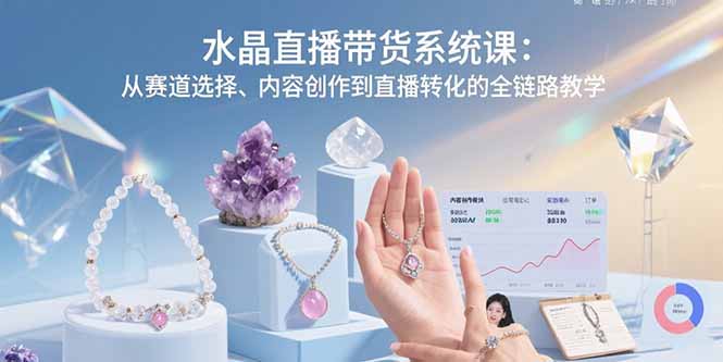 水晶直播带货系统课：从赛道选择、内容创作到直播转化的全链路教学-路子网