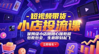 短视频带货-小店投流课，保姆级小店随心推教程，包教包会，生意即刻起飞-路子网