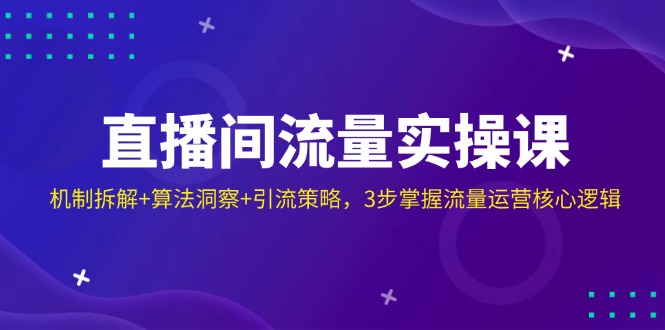 直播间流量实操课：机制拆解+算法洞察+引流策略，3步掌握流量运营核心逻辑-路子网