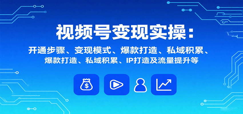 视频号变现实操，含开通步骤、变现模式、爆款打造、私域积累、IP打造及流量提升等-路子网