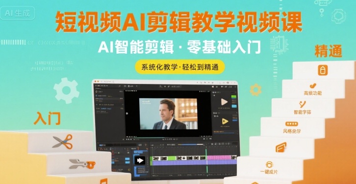 短视频AI剪辑教学视频课，入门到精通-路子网