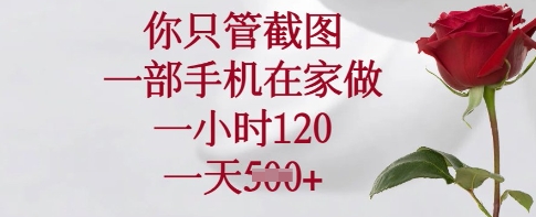 你只管截图，一部手机在家做，一小时120.一天5张【揭秘】-路子网