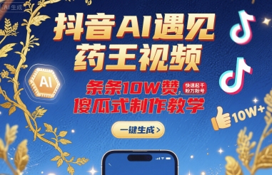 抖音AI遇见药王视频，条条10W赞，快速起千粉万粉号，傻瓜式制作教学-路子网