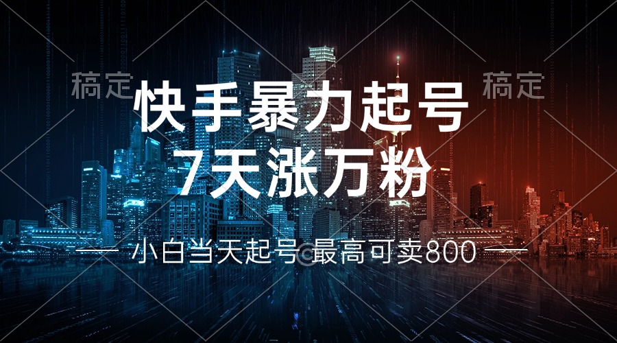 快手暴力起号，7天涨万粉，小白当天起号 多种变现方式，账号回收，单月…-路子网