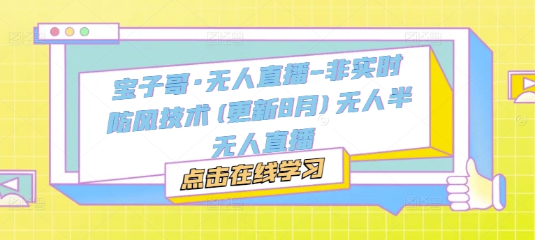 宝子哥·无人直播-非实时防风技术(更新25年7月)无人半无人直播-路子网