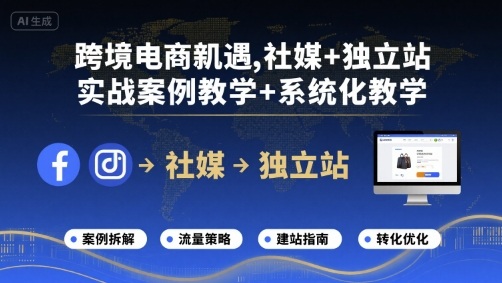 跨境电商新机遇，社媒+独立站，实战案例教学+系统化教学-路子网