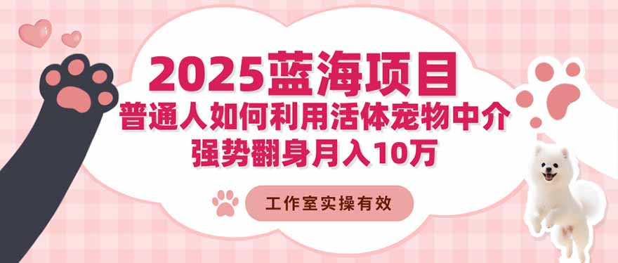 2025蓝海项目：普通人如何利用活体宠物中介，强势翻身月入10万-路子网