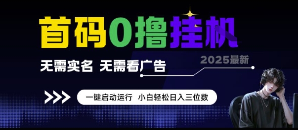 首码0撸挂G项目，无需实名无需看广告 一键启动运行，小白轻松日入三位数【揭秘】-路子网