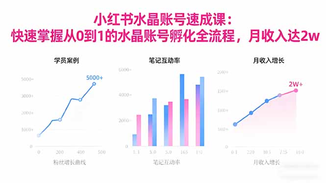 2025小红书水晶账号速成课：快速掌握从0-1水晶账号孵化全流程，月收入达2w-路子网