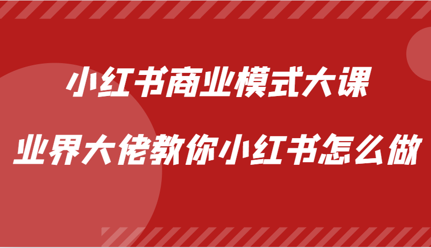 小红书商业模式大课，业界大佬教你小红书怎么做【视频课】-路子网