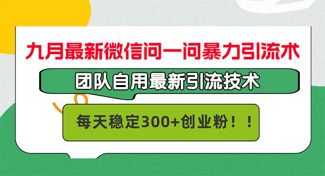 九月最新微信问一问暴力引流术，团队自用引流术，每天稳定300+创…-路子网