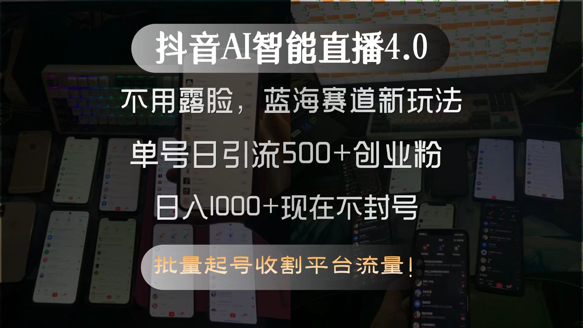 抖音AI智能直播4.0，不用露脸，蓝海赛道新玩法，单号日引流500+创业粉…-路子网