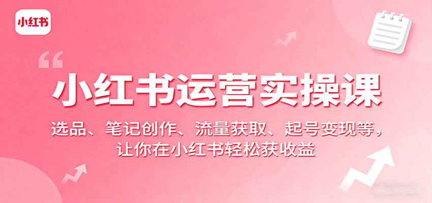 小红书运营实操课：选品、笔记创作、流量获取、起号变现等，让你在小红书轻松获收益-路子网
