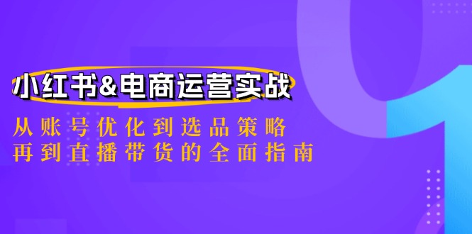 小红书&电商运营实战：从账号优化到选品策略，再到直播带货的全面指南-路子网