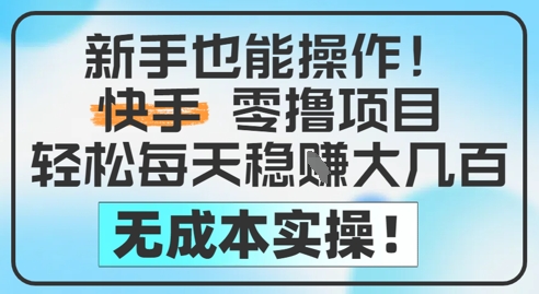 新手也能操作，快手零撸挣米，轻松每天挣2-5张，完全无成本-路子网