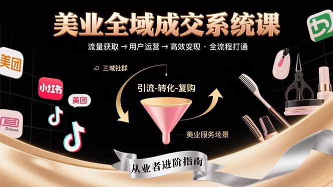美业全域成交系统课程：帮助美业从业者打通从流量获取到高效变现全流程-路子网