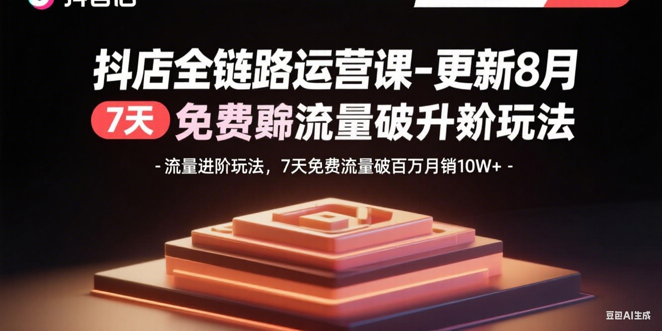 抖店全链路运营课-更新8月：流量进阶玩法，7天免费流量破百万月销10W+-路子网
