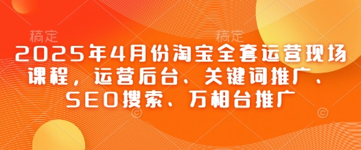2025年4月份淘宝全套运营现场课程，运营后台、关键词推广、SEO搜索、万相台推广-路子网