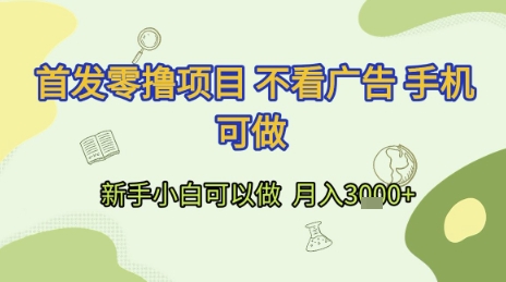 首发零撸项目 不看广告 手机可做 新手小白可以做  月入3k+【揭秘】-路子网