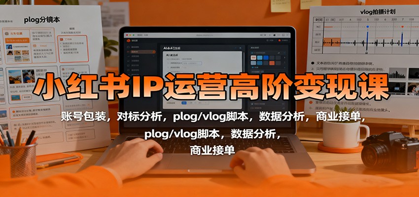 小红书IP运营高阶变现课：账号包装，对标分析，plog/vlog脚本，数据分析，商业接单-路子网