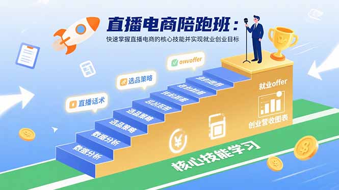 直播电商陪跑班：快速掌握直播电商的核心技能并实现就业/创业目标-路子网