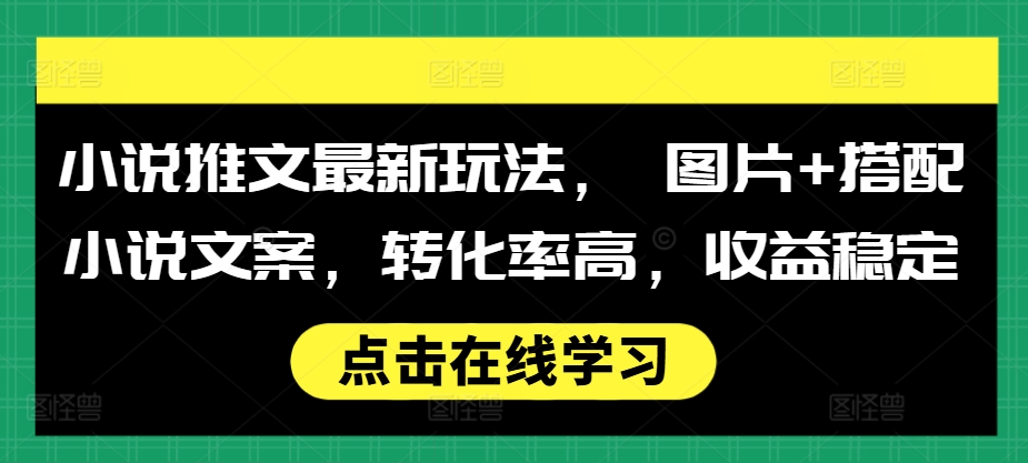 小说推文最新玩法， 图片+搭配小说文案，转化率高，收益稳定-路子网