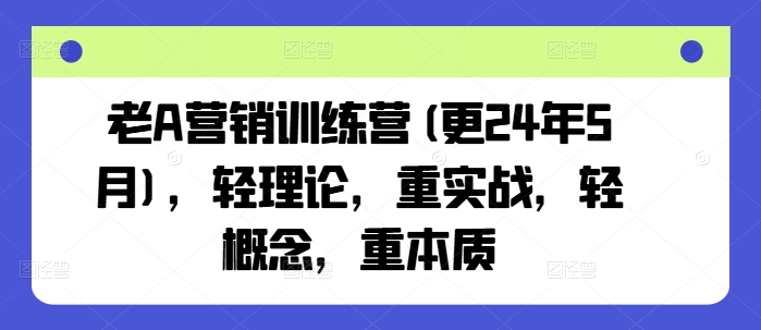 老A营销训练营(更25年10月)，轻理论，重实战，轻概念，重本质-路子网