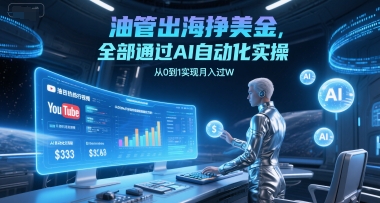 油管出海挣美金，全部通过AI自动化实操，从0到1实现月入过W-路子网