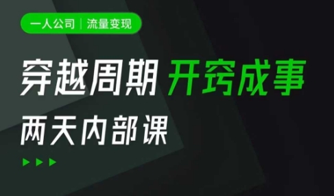 一人公司：流量变现课，一人公司的方法模型拆解， 拆解富人思维，流量思维，小老板思维等-路子网