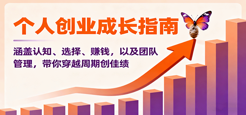 个人创业成长指南：涵盖认知、选择、赚钱，以及团队管理，带你穿越周期创佳绩-路子网