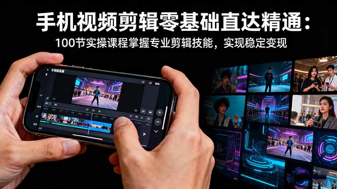 手机视频剪辑零基础直达精通：100节实操课程掌握专业剪辑技能，实现稳...-路子网