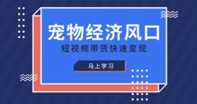 宠物赛道快速变现精品课，宠物经济风口，短视频带货快速变现-路子网