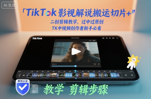 TikTok影视解说搬运切片+二创剪辑教学，过中过原创，TK中视频创作者新手必看-路子网