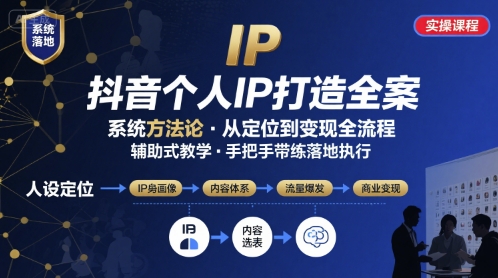 抖音个人IP系统落地实操大课，实操课程，辅助落地-路子网