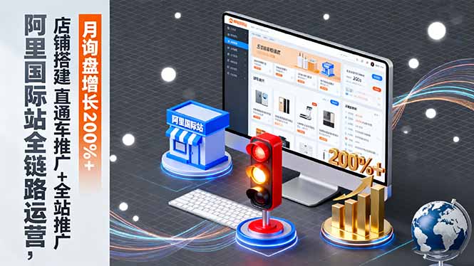 阿里国际站全链路运营，店铺搭建+直通车推广+全站推广，月询盘增长200%+-路子网