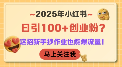2025年小红书日引100+创业粉？这招新手抄作业也能爆流量！-路子网