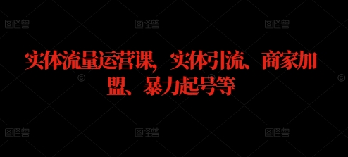 实体流量运营课，实体引流、商家加盟、暴力起号等-路子网