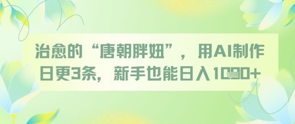 治愈的“唐朝胖妞”，用AI制作日更3条，新手也能日入多张-路子网