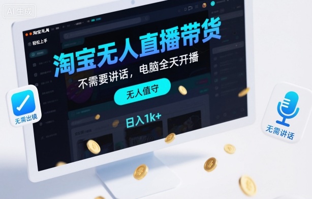 淘宝无人直播带货,不需要出镜,不需要讲话,电脑全天开播,轻松上手,日入1k+【揭秘】-路子网