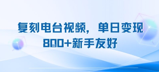 复刻电台视频，单日变现8张+新手友好，长期可做-路子网
