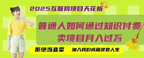 2025互联网项目天花板，普通人如何通过知识付费卖项目月入过W，拒绝当韭菜【揭秘】-路子网