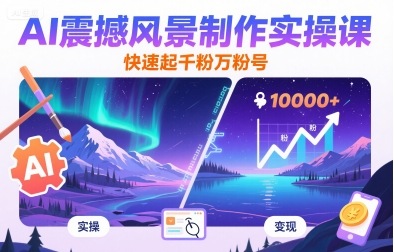 AI震撼风景制作实操课，快速起千粉万粉号-路子网
