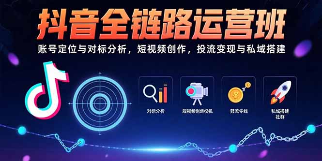 抖音全链路运营班：账号定位与对标分析，短视频创作，投流变现与私域搭建-路子网